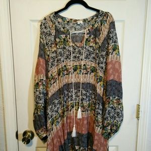 Velzera 3x stripe floral long sleeve dress